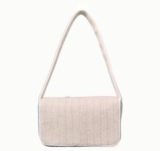 Handmade Beaded Shoulder Bag – White & Blue Fish Pattern with Embroidery Detailing