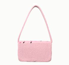Handmade Pink Beaded Shoulder Bag with Floral Embroidery – Stylish Women’s Purse