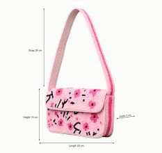 Handmade Pink Beaded Shoulder Bag with Floral Embroidery – Stylish Women’s Purse