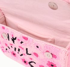 Handmade Pink Beaded Shoulder Bag with Floral Embroidery – Stylish Women’s Purse