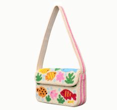 Handmade Beaded Shoulder Bag with Colorful Fish & Coral Reef Design – Summer Beach Style