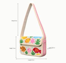 Handmade Beaded Shoulder Bag with Colorful Fish & Coral Reef Design – Summer Beach Style