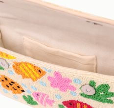 Handmade Beaded Shoulder Bag with Colorful Fish & Coral Reef Design – Summer Beach Style