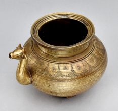 Vintage Pot with Carvings and Animal Spout