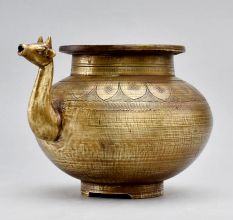 Vintage Pot with Carvings and Animal Spout