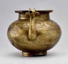 Vintage Pot with Carvings and Animal Spout