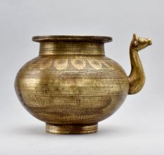 Vintage Pot with Carvings and Animal Spout