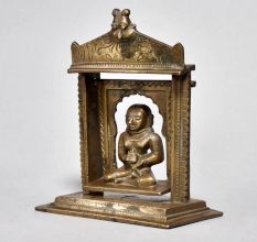 Brass Temple with Godess on Swing Figurine with Yali Design