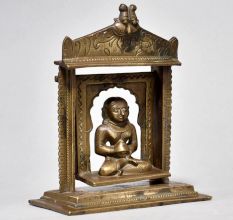 Brass Temple with Godess on Swing Figurine with Yali Design