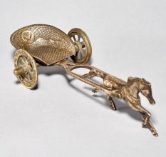 Antique Brass Horse-Drawn Chariot