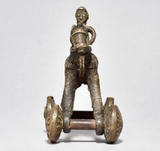 Vintage Brass Horse on Wheels with Rider
