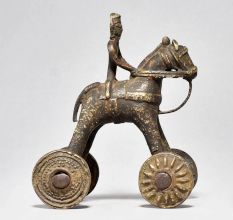 Vintage Brass Horse on Wheels with Rider