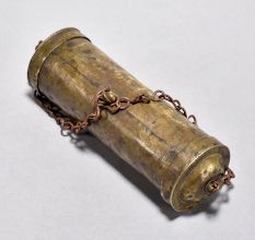 Vintage Brass Tobacco and Lime Pot with Chain