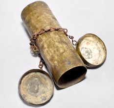 Vintage Brass Tobacco and Lime Pot with Chain