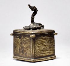 Vintage Brass Ink Pot with Bird Neck Lid