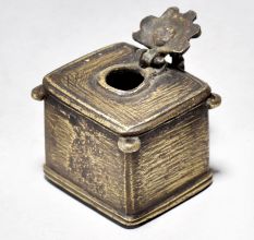 Vintage Brass Ink Pot with Bird Neck Lid