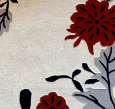 Modern Red Flower Wool Rug