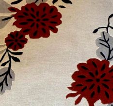 Modern Red Flower Wool Rug