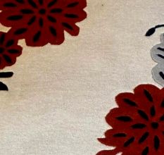Modern Red Flower Wool Rug