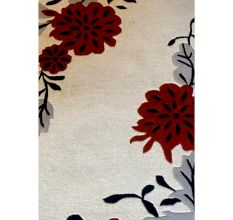 Modern Red Flower Wool Rug