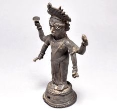Folk Vintage Tribal Fine Art Figurine of Lord Krishna or Heritage Lord Vishnu
