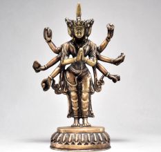 Standing 8 Armed Brass Lord Avalokiteshvara Statue