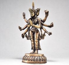 Standing 8 Armed Brass Lord Avalokiteshvara Statue