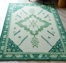 Green Medallion Wool Rug