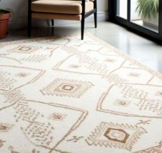 Cream Beige Moroccan Wool Rug