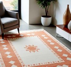 Geometric Terracotta Wool Carpet