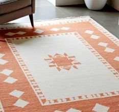 Geometric Terracotta Wool Carpet
