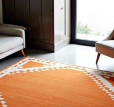 Handknotted Wool Area Terracotta Rug