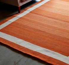 Hand Knotted Orange And Beige Rug