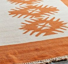 Hand Knotted Minimalist Orange Rug