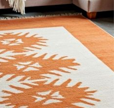 Hand Knotted Minimalist Orange Rug