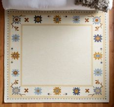 Hand Knotted Geometric Orange Rug