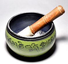 Buddha Carved Tibetan Singing Om Bowl with Wooden Striker