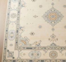 Handknotted Oushak Wool Rug Green