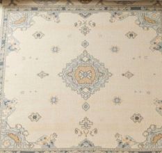 Handknotted Oushak Wool Rug Green