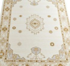 Light Ivory Oushak Wool Rug