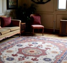 Handmade Ivory Oushak Wool Rug