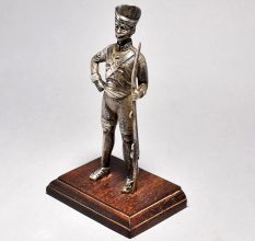 Handcrafted Vintage Soldier Figurine with Wooden Base