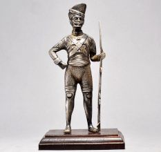 Handcrafted Vintage Soldier Figurine with Wooden Base