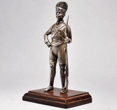 Handcrafted Vintage Soldier Figurine with Wooden Base