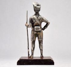 Handcrafted Vintage Soldier Figurine with Wooden Base