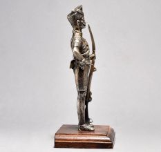 Handcrafted Vintage Soldier Figurine with Wooden Base