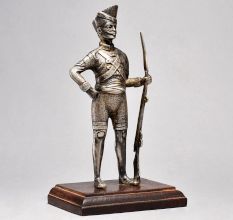 Handcrafted Vintage Soldier Figurine with Wooden Base