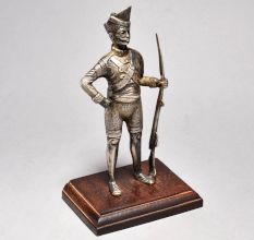 Handcrafted Vintage Soldier Figurine with Wooden Base