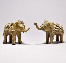 Unique Tribal Art Elephant Pair small size