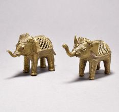 Unique Tribal Art Elephant Pair small size